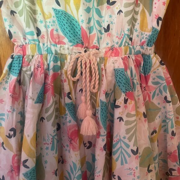 Tommy Bahama Girls Lined Elastic Drawstring Waist Handkerchief Hem Dress Sz 5T - Picture 2 of 9